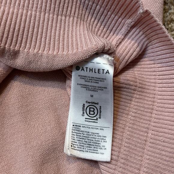 Athleta Evergreen Sweater Medium Light Pink Hooded Pullover - Picture 4 of 6